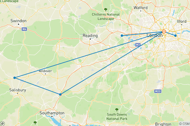 Carte du circuit Londres et au-delà