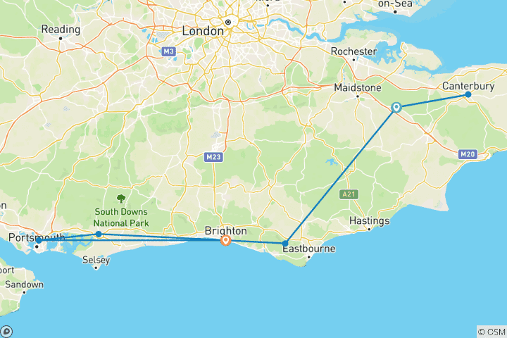 Carte du circuit Kent, châteaux et côtes