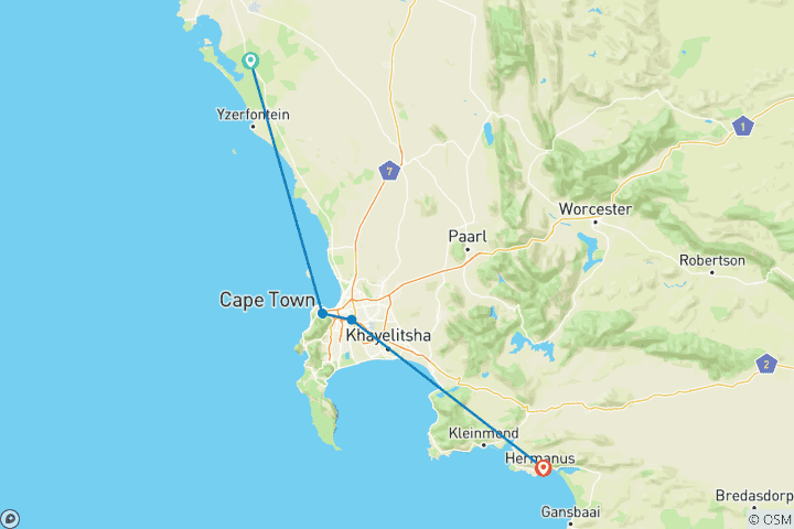 Karte von 3 Tage Kapstadt HubschrauberflugCape Point PenguinsWeinprobe +Unterkunft