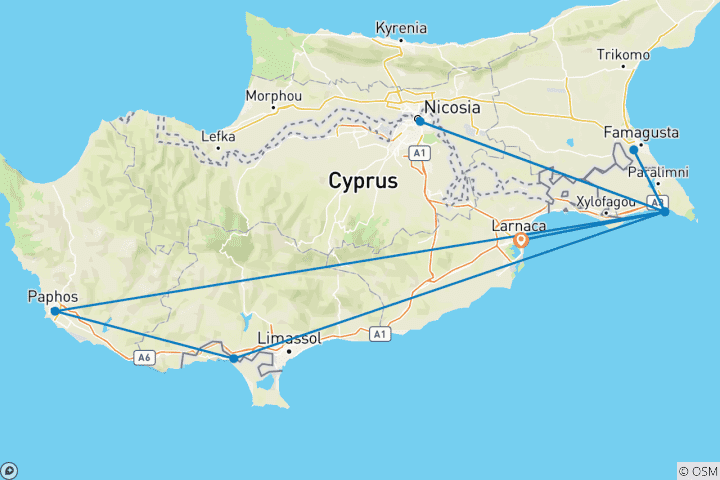 Karte von Standortrundreise Zypern (inkl Flug)