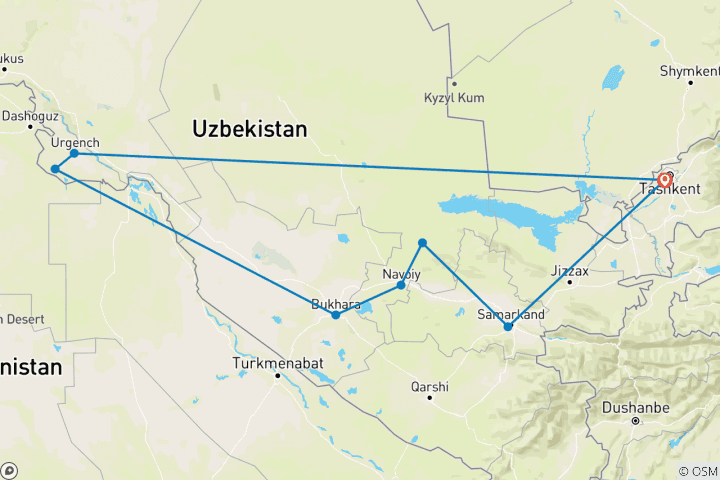 Carte du circuit L'Ouzbékistan à découvert