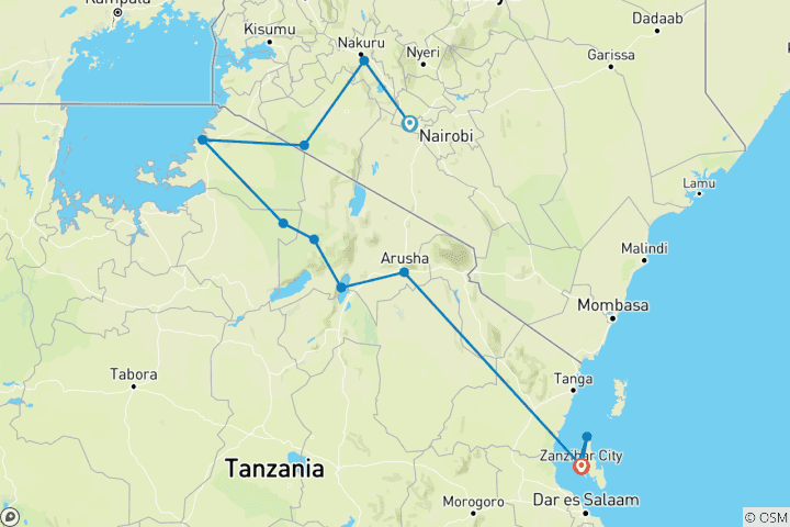 Map of Kenya & Tanzania Adventure