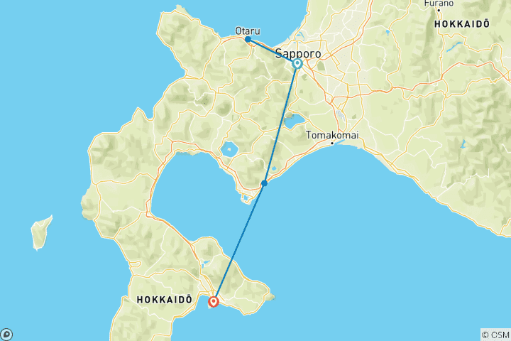 Carte du circuit Circuit personnalisé de 5 jours à Hokkaido avec guide privé