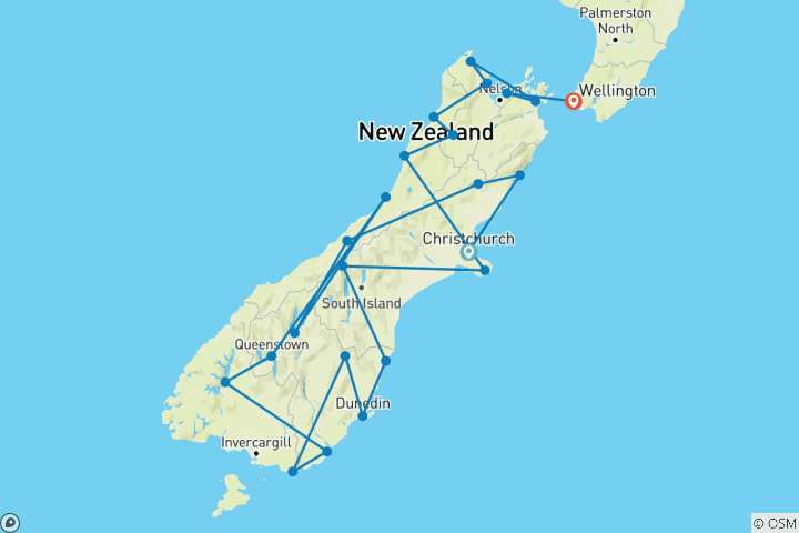 Carte du circuit Le grand voyage dans le sud