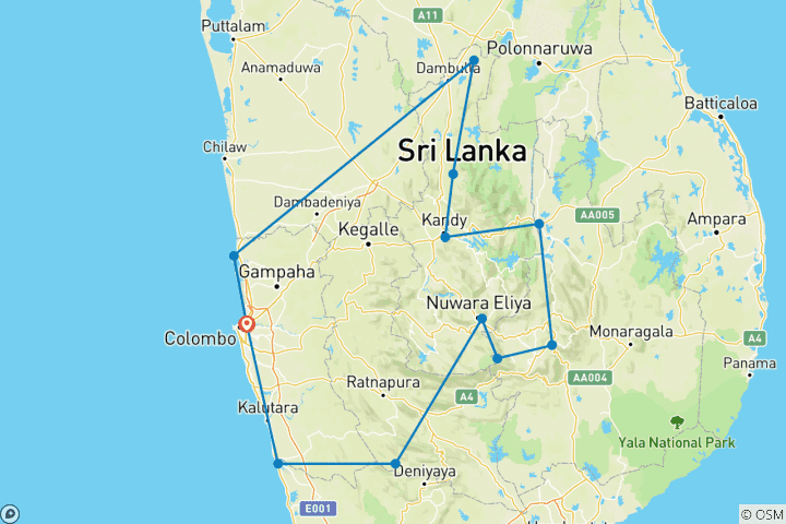 Map of Sri Lanka (Amazing Trails) – Guided *TREK*CYCLE* (All Inclusive)