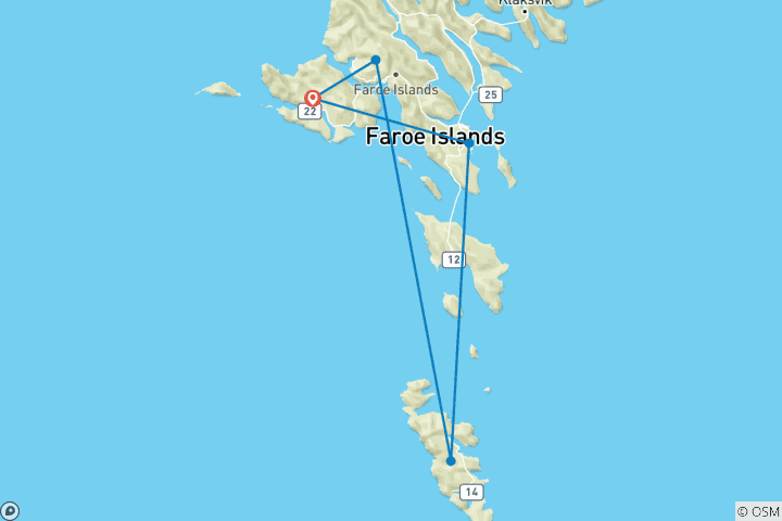 Carte du circuit Îles Féroé - *TREK* de luxe avec guide (tout compris)