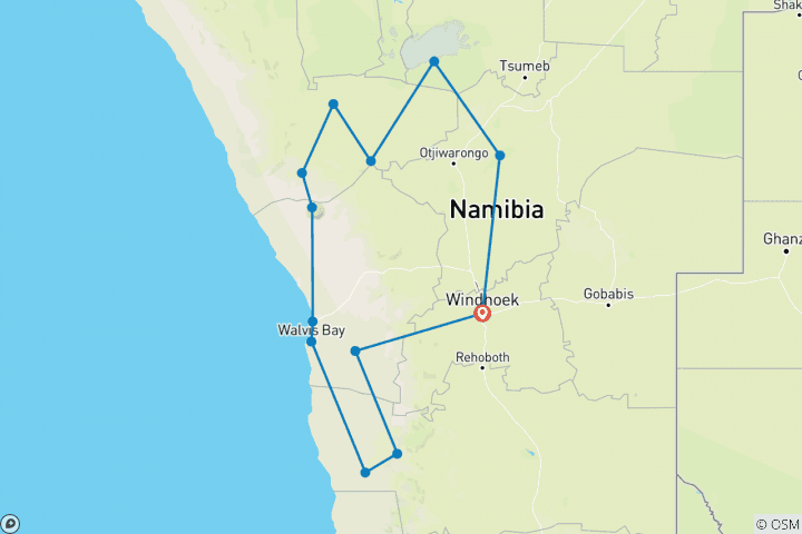 Map of Discover Namibia - Camping