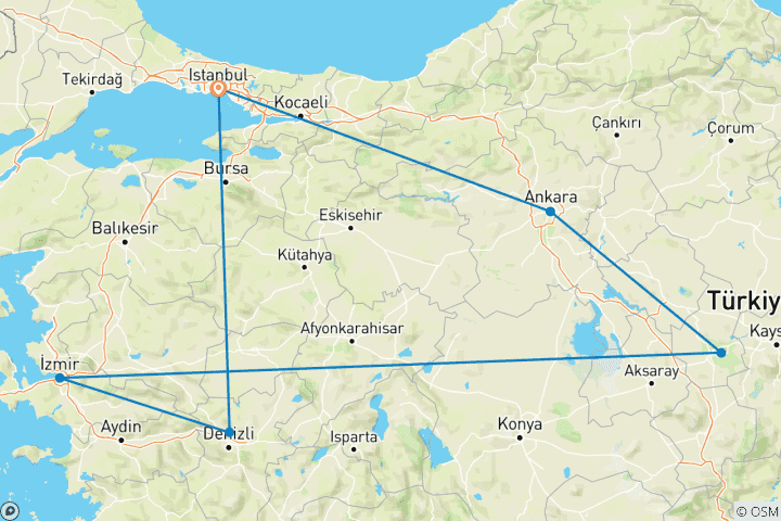 Map of Premium Turkiye Tour : Culinary & Cultural