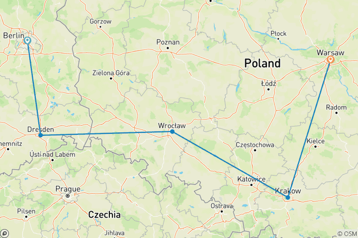Carte du circuit Le cœur de l'Europe centrale et orientale