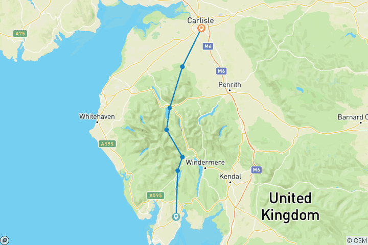 Map of The Cumbria Way (10 days) (10 days)