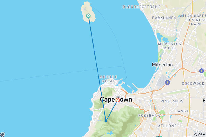 Carte du circuit Le Cap - 3 jours -Robben Island Table Mountain CaR et dégustation de vins