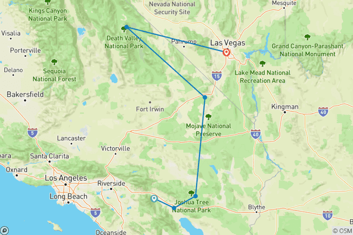 Mapa de Aventura en el Valle de la Muerte y Joshua Tree