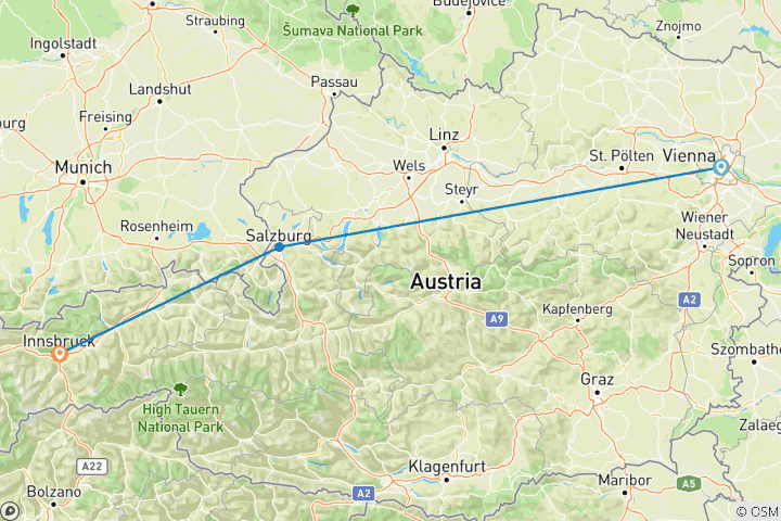 Carte du circuit Circuit personnalisé de 8 jours en Autriche, départ quotidien et guide privé