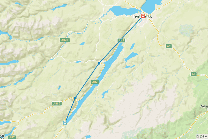 Kaart van Hoogtepunten van de Great Glen Way (Fort Augustus naar Inverness) (5 dagen)