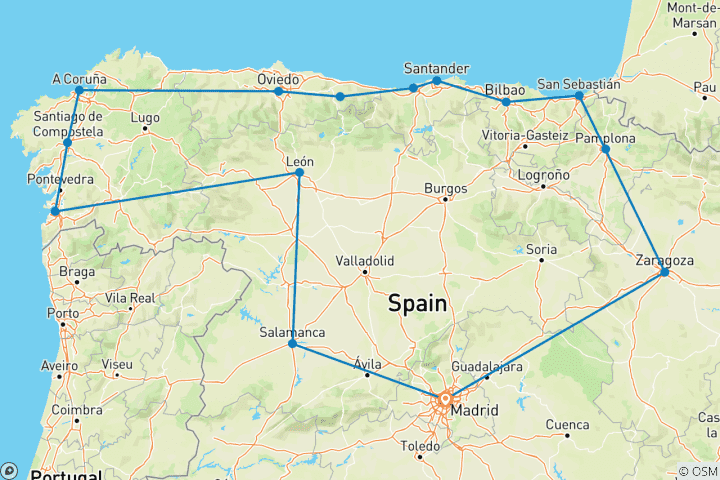 Carte du circuit Exploration du nord de l'Espagne - 8 jours