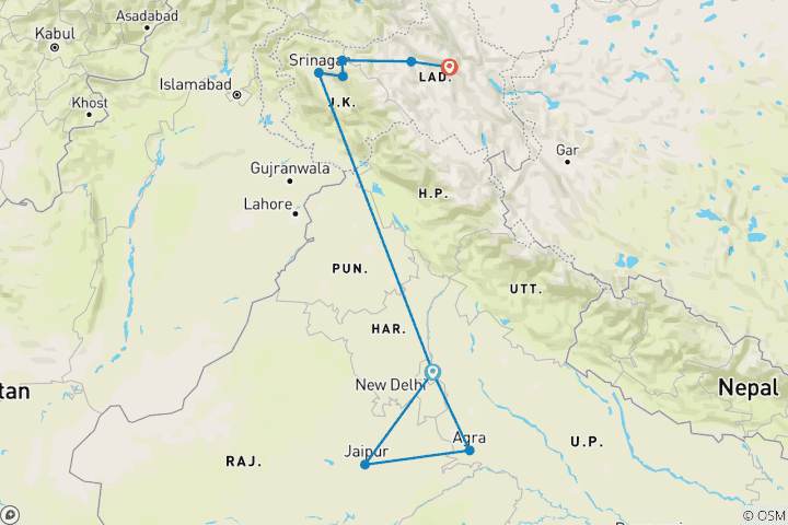 Kaart van Gouden Driehoek & Kashmir Horizons