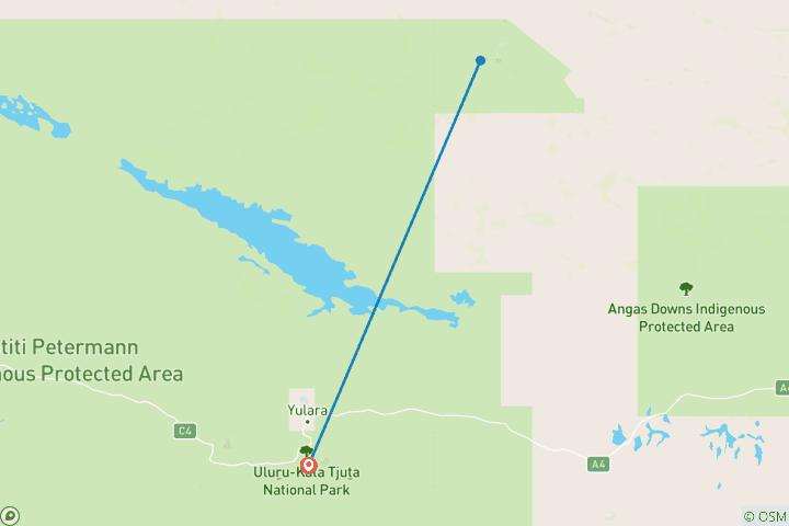 Carte du circuit Red Centre Active Adventure (Budget avec B B Q, Court séjour)