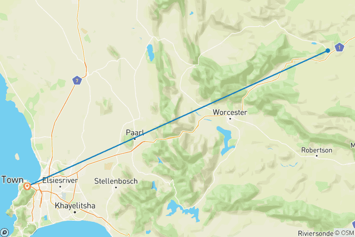 Kaart van Kaapstad 3 Dagen Overnachting Big Five Safari Wildreservaat &Prive Kaap Schiereiland Pinguïn Full Day Tour