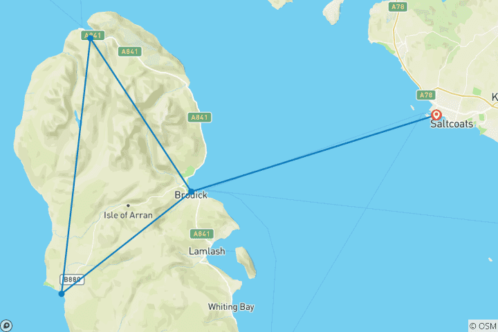 Kaart van Tocht naar het eiland Arran (8 dagen)