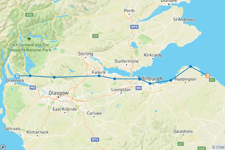 Kaart van John Muir Trail (12 dagen)