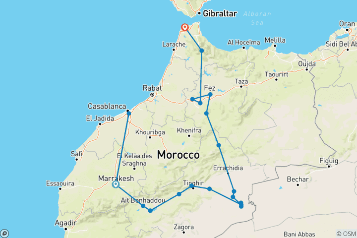Carte du circuit Circuit familial de 10 jours au Maroc – Un voyage à la découverte du pays