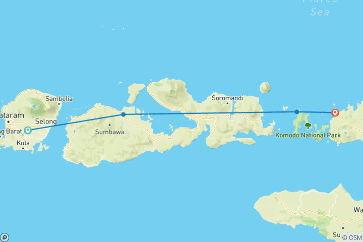 Carte du circuit Naviguer de Lombok à l'île de Komodo 4D3N