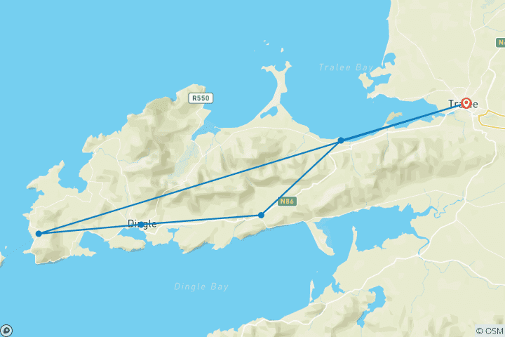Karte von 6‑tägige Selbstgeführte Wanderung auf dem Dingle Way – Kerry Camino (6 Tage)