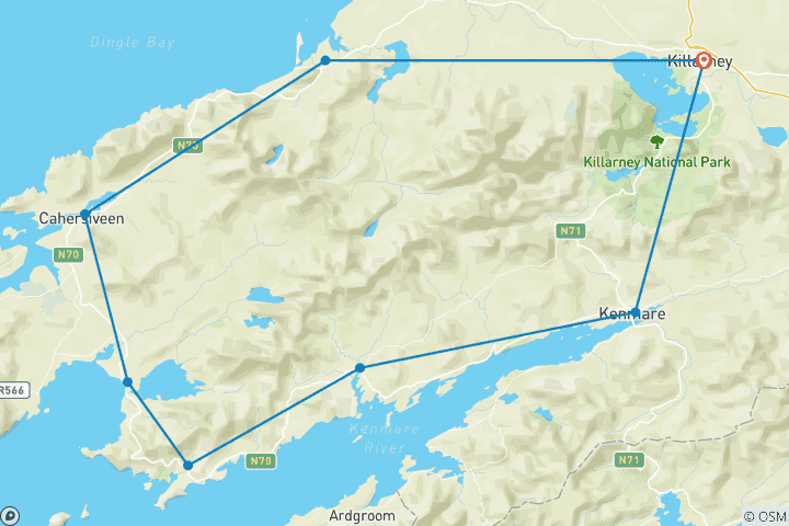 Carte du circuit Circuit pédestre individuel de 11 jours sur la Kerry Way (11 jours)