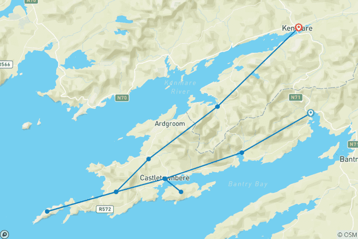 Karte von 11-tägige selbstgeführte Wanderung auf dem Beara Way (11 Tage)