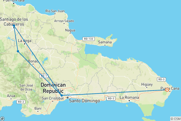 Map of Dominican Republic (incl. flight)