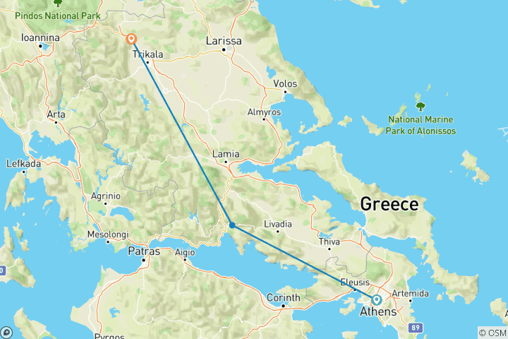 Mapa de Leyendas y acantilados: Una emocionante escapada a Delfos y Meteora