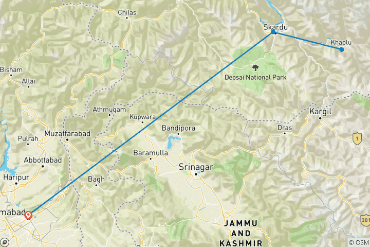 Carte du circuit Randonnée dans la vallée de Nangma et à Amin Braq, Gilgit-Baltistan, Pakistan