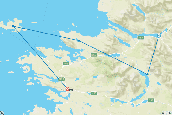 Kaart van Tussen bergen en zee: 8-daagse wandel- en fietstocht door Connemara (8 dagen)