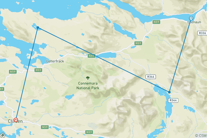 Map of Between mountains and sea: 7-day hiking and cycling tour through Connemara (7 days)