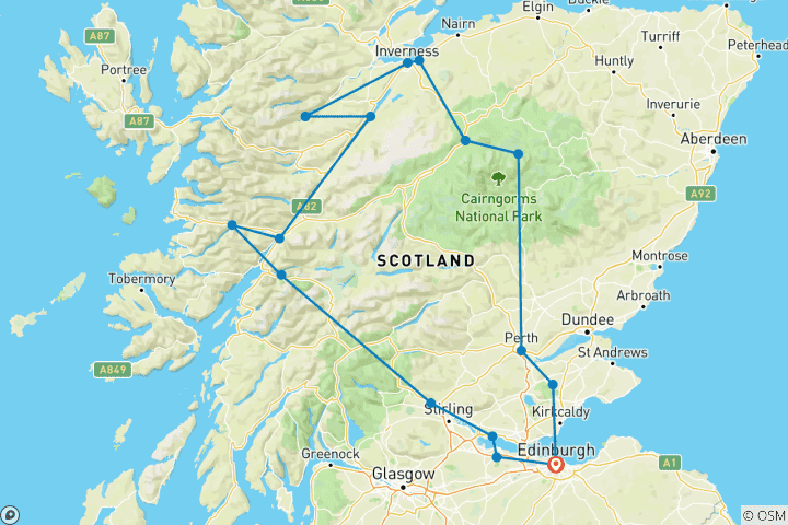 Kaart van Loch Ness, Glencoe & de Outlander Trail - 4-daagse tour voor kleine groepen