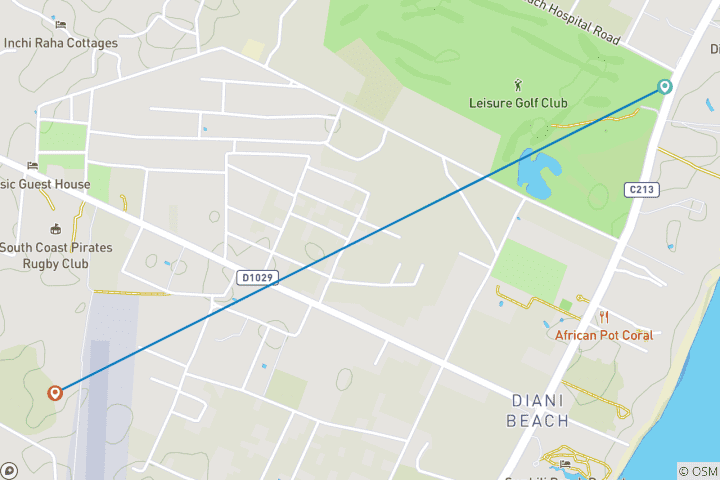 Carte du circuit Demi-journée de bateau en verre pour l'île de Robinson au départ de Diani Beach