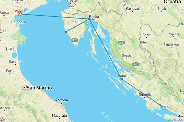 Karte von VENEDIG VIA ISTRIA - von Split aus