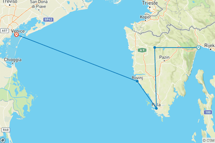 Kaart van VENICE VIA ISTRIA - vanuit Opatija