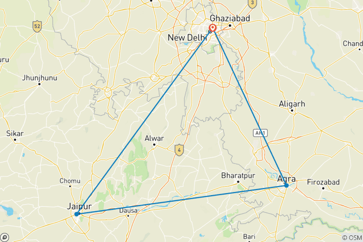 Kaart van Gouden Driehoek Tour