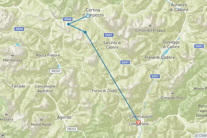 Mapa de Dolomitas : Alta Via 1 - Excursión guiada