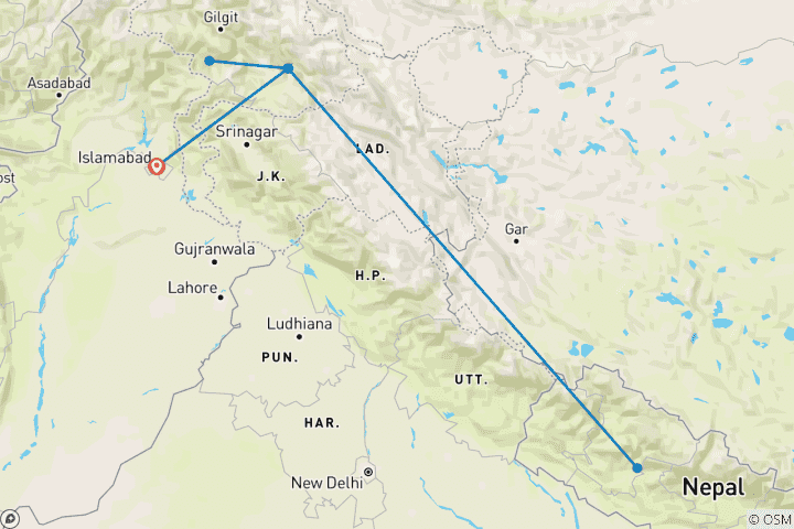 Map of K2 BASE CAMP Pastoro Peak *TREK*CLIMB*