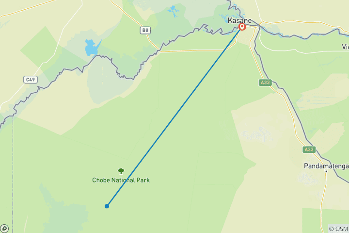 Kaart van 4-daagse safari in het middensegment - Chobe Big Five Safari