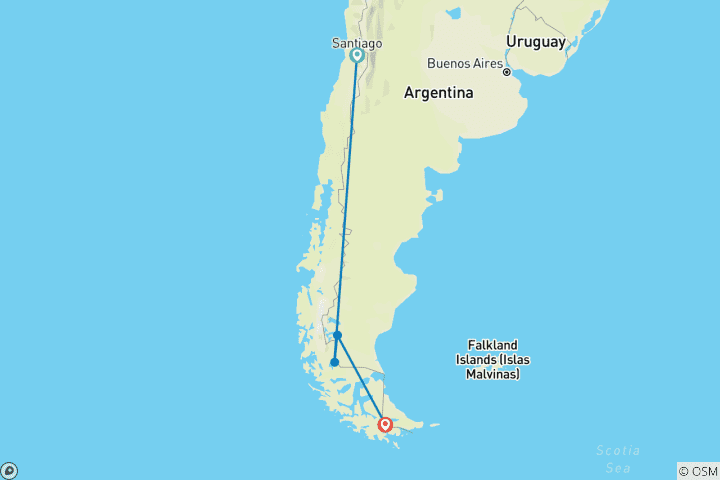 Mapa de Patagonia premium (from Santiago to Ushuaia)