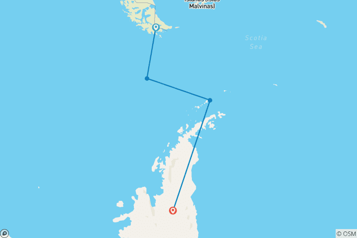 Map of Antarctic Circle, South Georgia and the Falklands - M/V Greg Mortimer (Xmas)