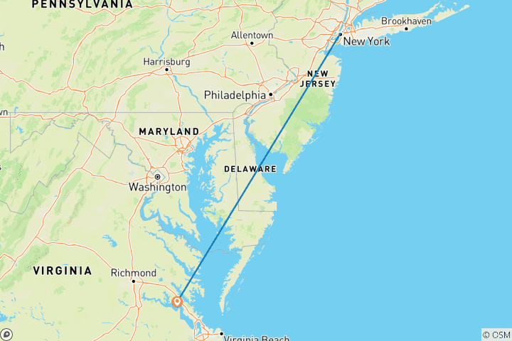 Kaart van New York City (van New York City naar Williamsburg)