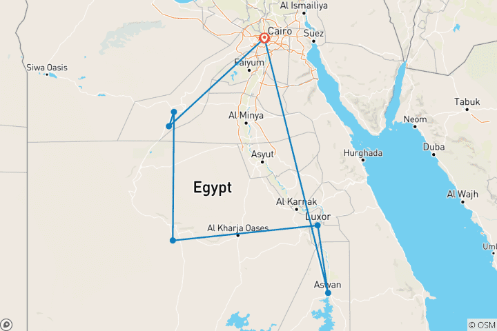 Carte du circuit L'Égypte dévoilée : 11 jours d'expédition vers les pyramides, la culture nubienne et le désert blanc