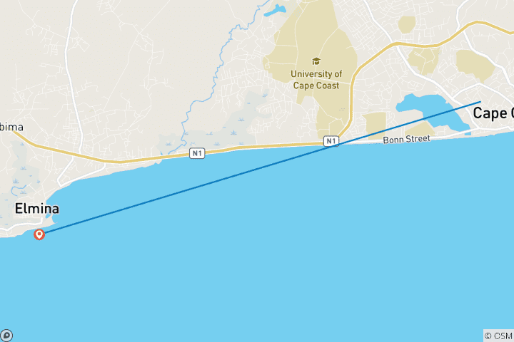 Mapa de EXCURSIÓN DE UN DÍA AL CASTILLO DE LA COSTA DEL CABO Y AL CASTILLO DE ELMINA