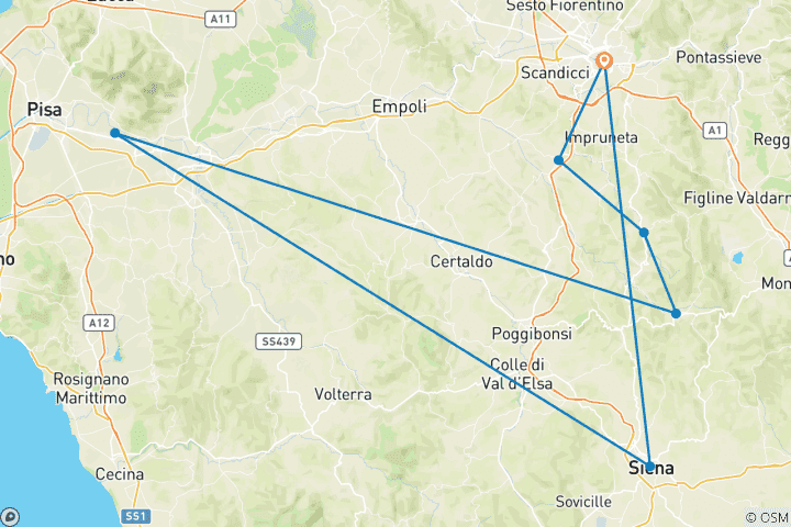 Map of 8-Day Chianti Tuscany Villa Retreat Near Florence (For Women Only)