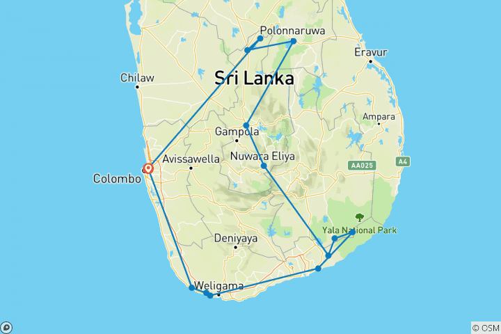 Map of Cycle the Back Roads of Sri Lanka