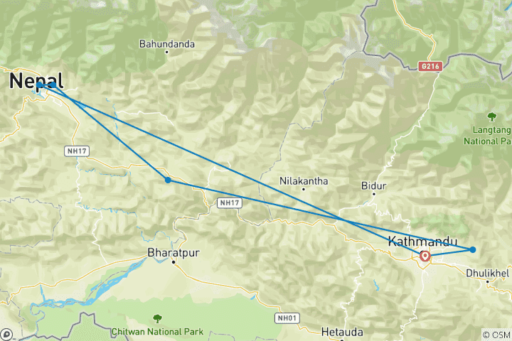 Kaart van Verbazingwekkende hoogtepunten van Nepal door G Experiences